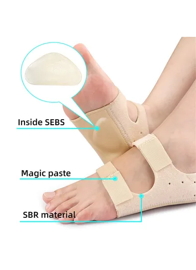1 Pair Magic Tape Arch Support Heel Cover S Size Foot Pain Relief Orthopedic Inserts Plantar Fasciitis Cushioned Gel Pads 014 - Nude