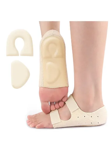 1 Pair Magic Tape Arch Support Heel Cover S Size Foot Pain Relief Orthopedic Inserts Plantar Fasciitis Cushioned Gel Pads 014 - Nude