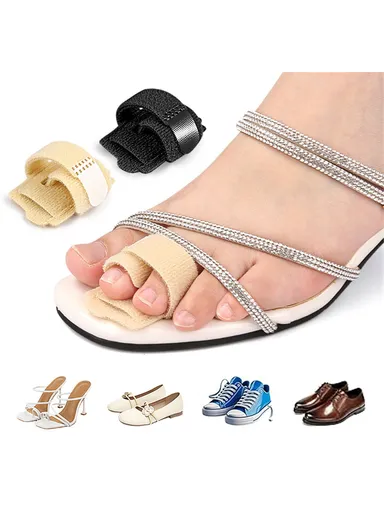 1Pc Toe Separator Bunion Corrector Big Toe Spacer Toe Straightener Built In Aluminum Plate 011 - Black