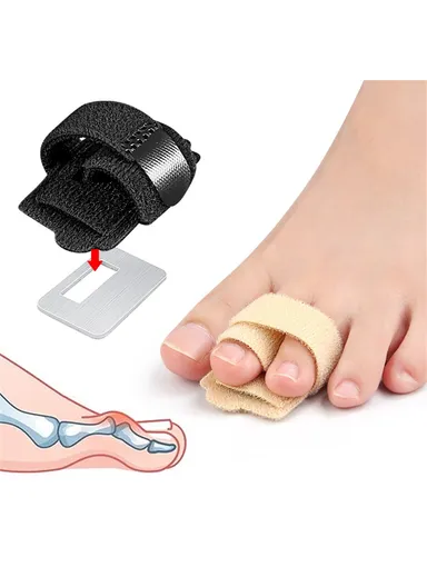 1Pc Toe Separator Bunion Corrector Big Toe Spacer Toe Straightener Built In Aluminum Plate 011 - Black