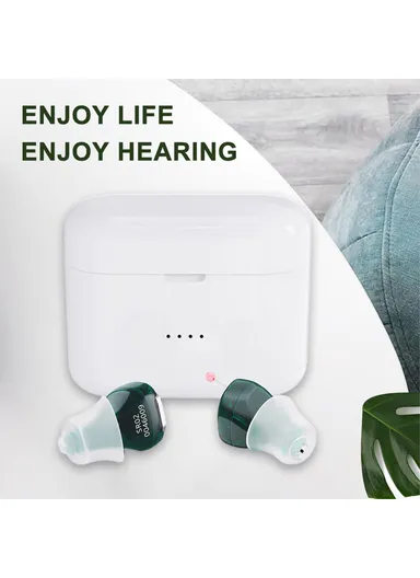 One Pair Magnetic Charging Hearing Aids Rechargeable Sound Amplifiers Hearing Aid Devices Headsets with Charging Case for Seniors, Adults SR02 