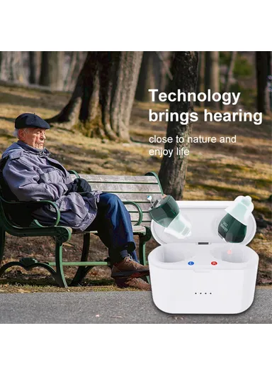 One Pair Magnetic Charging Hearing Aids Rechargeable Sound Amplifiers Hearing Aid Devices Headsets with Charging Case for Seniors, Adults SR02 