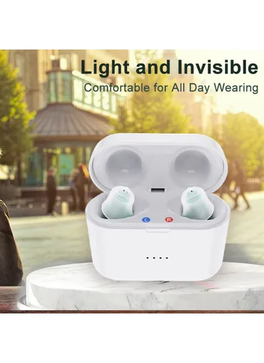 One Pair Magnetic Charging Hearing Aids Rechargeable Sound Amplifiers Hearing Aid Devices Headsets with Charging Case for Seniors, Adults SR02 