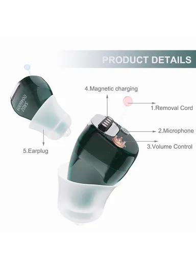 One Pair Magnetic Charging Hearing Aids Rechargeable Sound Amplifiers Hearing Aid Devices Headsets with Charging Case for Seniors, Adults SR02 