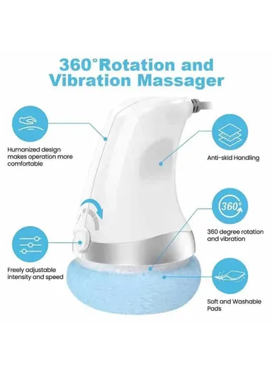 Handheld Body Massager Multi-Function Anti-Cellulite Device with 3 Washable Massage Pads - EU Plug