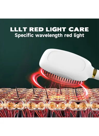 Electric Massage Comb Vibration Red Light Therapy EMS Microcurrent Hair Care Growth Stimulator HC2006 - White