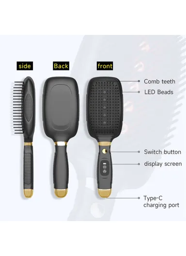 Electric Massage Comb Vibration Red Light Therapy EMS Microcurrent Hair Care Growth Stimulator HC2006 - White