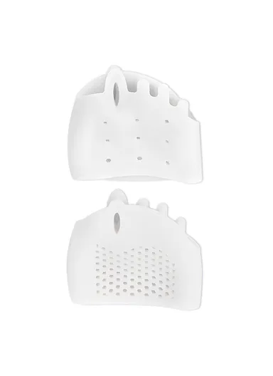 Forefoot Pads Five Holes Honeycomb Toe Separator Pain Relief Insoles Prevent Feet Callus Blisters Corn - White