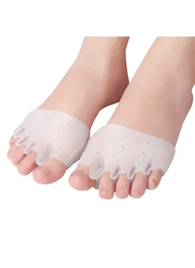 Forefoot Pads Five Holes Honeycomb Toe Separator Pain Relief Insoles Prevent Feet Callus Blisters Corn - White