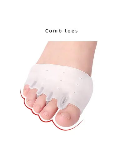 Forefoot Pads Five Holes Honeycomb Toe Separator Pain Relief Insoles Prevent Feet Callus Blisters Corn - White