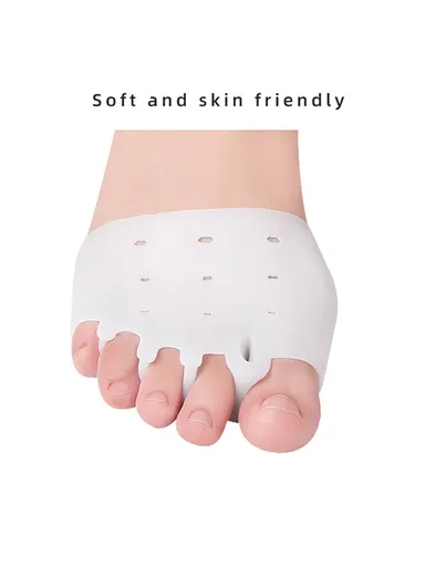 Forefoot Pads Five Holes Honeycomb Toe Separator Pain Relief Insoles Prevent Feet Callus Blisters Corn - White