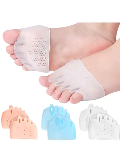 Forefoot Pads Five Holes Honeycomb Toe Separator Pain Relief Insoles Prevent Feet Callus Blisters Corn - White