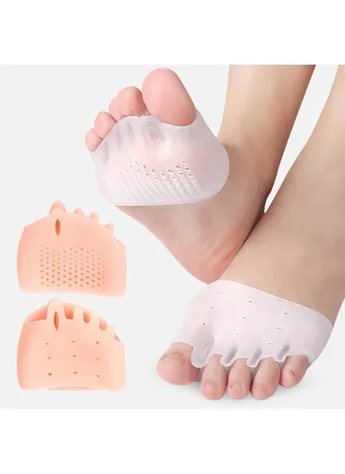 Forefoot Pads Five Holes Honeycomb Toe Separator Pain Relief Insoles Prevent Feet Callus Blisters Corn - White