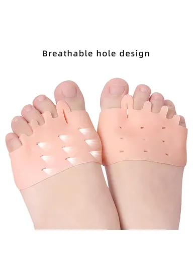 Forefoot Pads Five Holes Honeycomb Toe Separator Pain Relief Insoles Prevent Feet Callus Blisters Corn - Nude