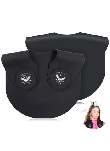 Hair Cutting Guide Collar Silicone Waterproof Hair Dye Cape Soft Salon Haircut Neck Guard - Black