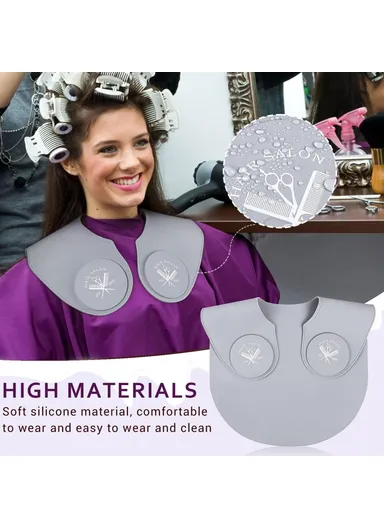 Hair Cutting Guide Collar Silicone Waterproof Hair Dye Cape Soft Salon Haircut Neck Guard - Grey