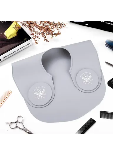 Hair Cutting Guide Collar Silicone Waterproof Hair Dye Cape Soft Salon Haircut Neck Guard - Grey