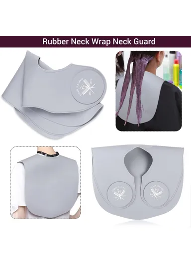 Hair Cutting Guide Collar Silicone Waterproof Hair Dye Cape Soft Salon Haircut Neck Guard - Grey
