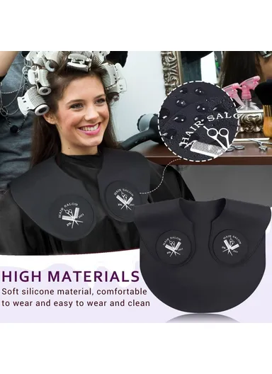Hair Cutting Guide Collar Silicone Waterproof Hair Dye Cape Soft Salon Haircut Neck Guard - Green