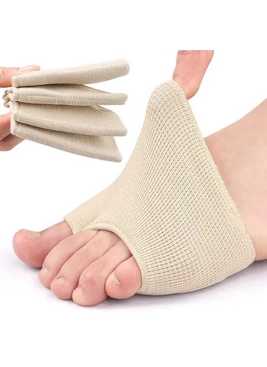 1 Pair Bunion Relief Sleeve, Metatarsal Pad, Gel Cushion Corrector, Slanted Threaded Foot Protector - Nude / S