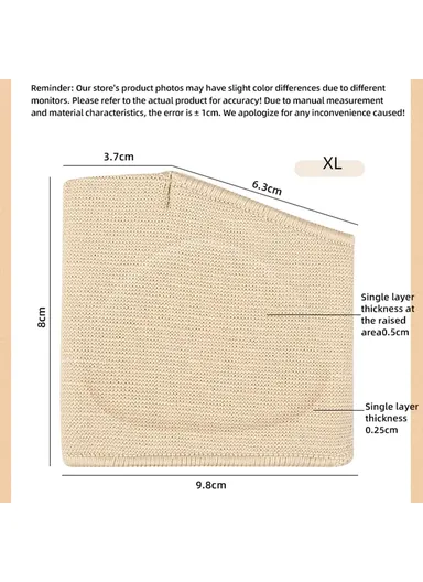 1 Pair Bunion Relief Sleeve, Metatarsal Pad, Gel Cushion Corrector, Slanted Threaded Foot Protector - Nude / XL