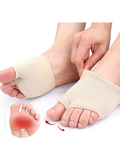 1 Pair Bunion Relief Sleeve, Metatarsal Pad, Gel Cushion Corrector, Slanted Threaded Foot Protector - Nude / XL