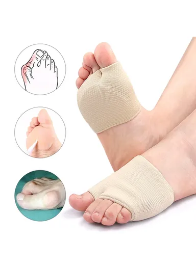 1 Pair Bunion Relief Sleeve, Metatarsal Pad, Gel Cushion Corrector, Slanted Threaded Foot Protector - Black / XL