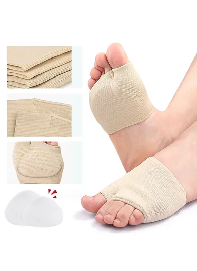 1 Pair Bunion Relief Sleeve, Metatarsal Pad, Gel Cushion Corrector, Slanted Threaded Foot Protector - Nude / L