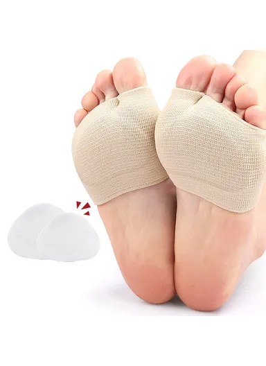 1 Pair Bunion Relief Sleeve, Metatarsal Pad, Gel Cushion Corrector, Slanted Threaded Foot Protector - Nude / L