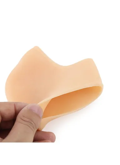 1 Pair One Size Heel Protector Sleeve, SEBS Cushion for Plantar Fasciitis Callus Spur - White