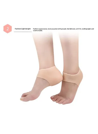 1 Pair One Size Heel Protector Sleeve, SEBS Cushion for Plantar Fasciitis Callus Spur - White