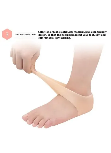 1 Pair One Size Heel Protector Sleeve, SEBS Cushion for Plantar Fasciitis Callus Spur - White