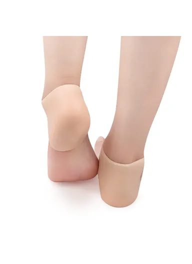 1 Pair One Size Heel Protector Sleeve, SEBS Cushion for Plantar Fasciitis Callus Spur - White