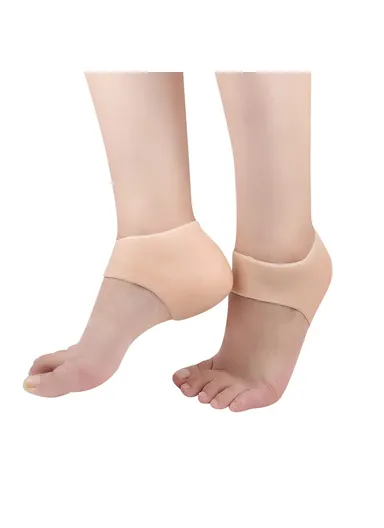 1 Pair One Size Heel Protector Sleeve, SEBS Cushion for Plantar Fasciitis Callus Spur - White