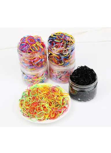 500Pcs Baby Kids Girls Hair Ties, Toddler Hair Holders, Elastic Rubber Bands with Clear Box - Multi-color