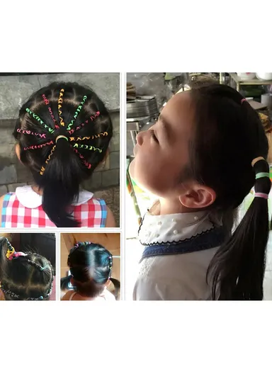 500Pcs Baby Kids Girls Hair Ties, Toddler Hair Holders, Elastic Rubber Bands with Clear Box - Multi-color