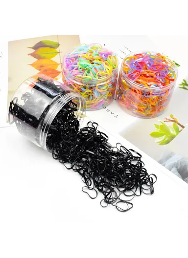 500Pcs Baby Kids Girls Hair Ties, Toddler Hair Holders, Elastic Rubber Bands with Clear Box - Multi-color