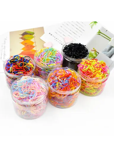 500Pcs Baby Kids Girls Hair Ties, Toddler Hair Holders, Elastic Rubber Bands with Clear Box - Multi-color