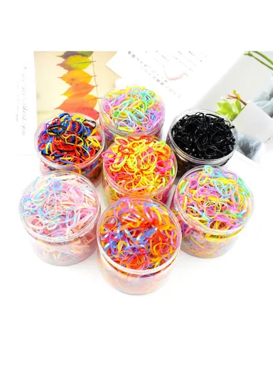 500Pcs Baby Kids Girls Hair Ties, Toddler Hair Holders, Elastic Rubber Bands with Clear Box - Multi-color