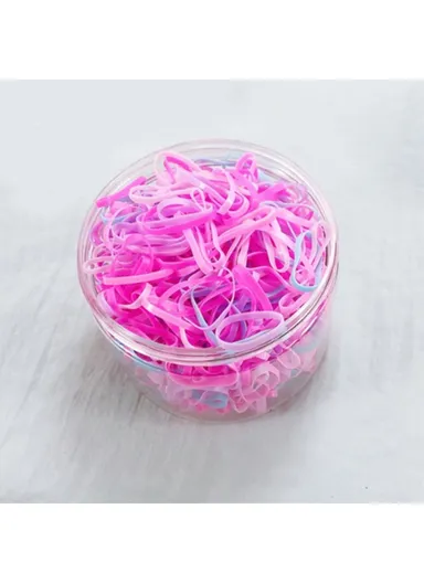 500Pcs Baby Kids Girls Hair Ties, Toddler Hair Holders, Elastic Rubber Bands with Clear Box - Pink