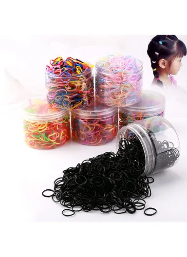 500Pcs Baby Kids Girls Hair Ties, Toddler Hair Holders, Elastic Rubber Bands with Clear Box - Pink