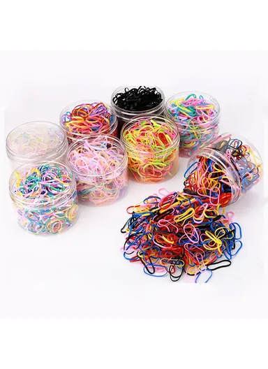 500Pcs Baby Kids Girls Hair Ties, Toddler Hair Holders, Elastic Rubber Bands with Clear Box - Pink