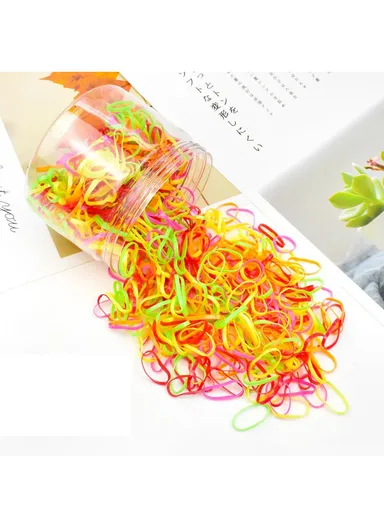 500Pcs Baby Kids Girls Hair Ties, Toddler Hair Holders, Elastic Rubber Bands with Clear Box - Pink