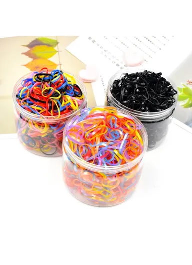 500Pcs Baby Kids Girls Hair Ties, Toddler Hair Holders, Elastic Rubber Bands with Clear Box - Pink