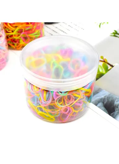 500Pcs Baby Kids Girls Hair Ties, Toddler Hair Holders, Elastic Rubber Bands with Clear Box - Pink