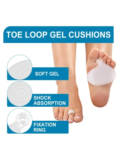 1 Pair Metatarsal Pads, Forefoot Pressure Reducer, Toe Loop Gel Cushions SOA08-A059-2-BU1