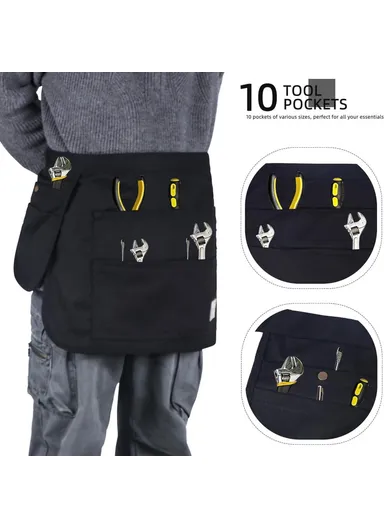 Multi Pocket Hair Stylist Half Apron, Multipurpose Adjustable Belt Hairdresser Tools Storage Apron