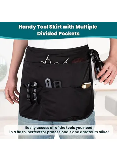 Multi Pocket Hair Stylist Half Apron, Multipurpose Adjustable Belt Hairdresser Tools Storage Apron