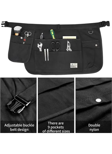 Multi Pocket Hair Stylist Half Apron, Multipurpose Adjustable Belt Hairdresser Tools Storage Apron