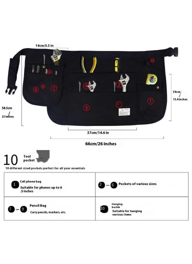 Multi Pocket Hair Stylist Half Apron, Multipurpose Adjustable Belt Hairdresser Tools Storage Apron